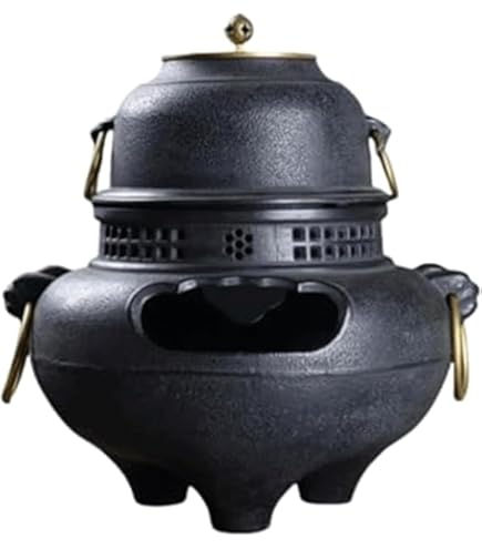 鉄製茶釜　道安風炉　茶釜　セット Amazon | Ornatego 茶釜 風炉釜 切合鬼面風炉 茶釜添え 鉄風炉 茶道具